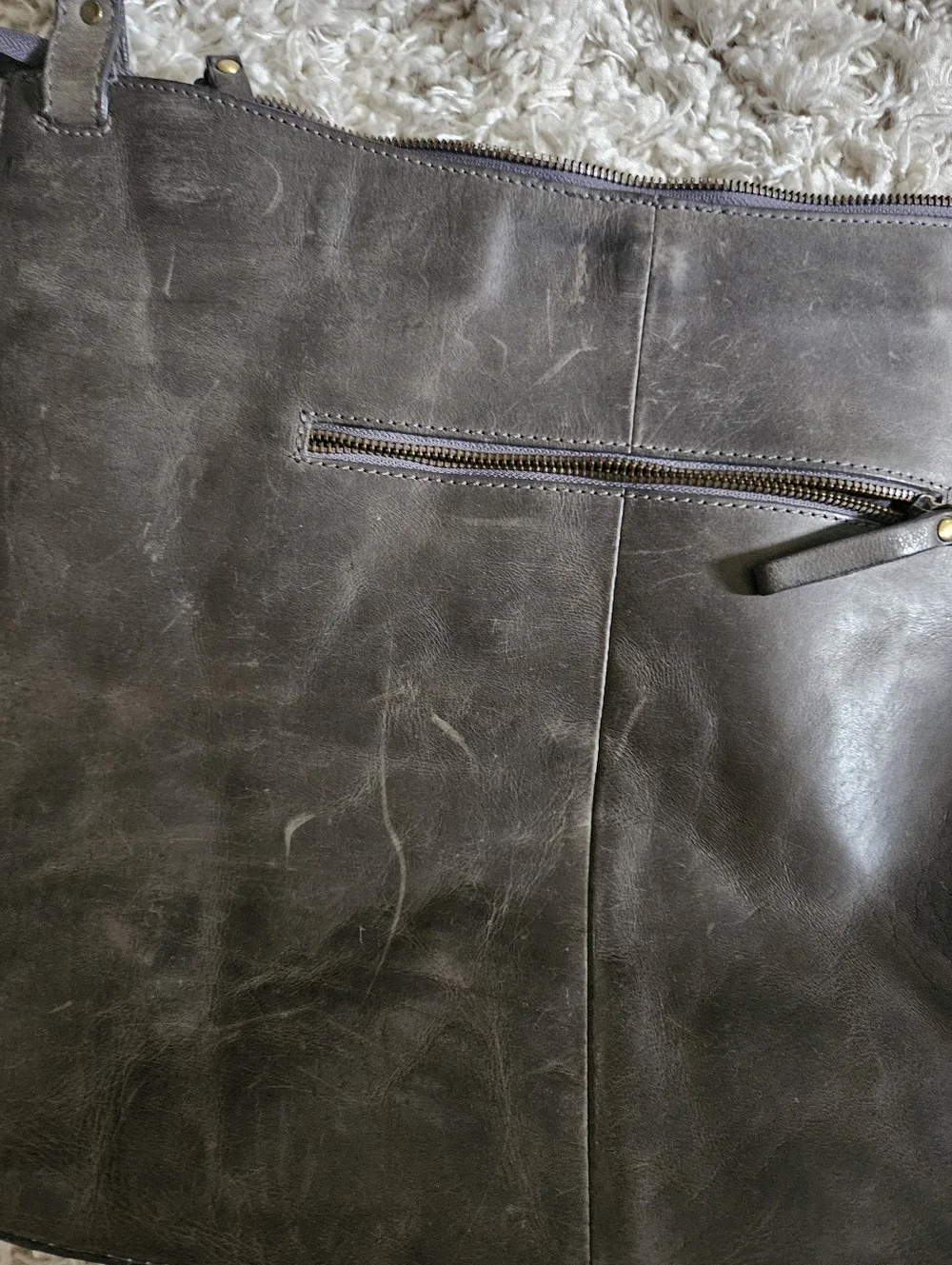 Børn Distressed Leather Crossbody Bag Grey Slate Large Hobo Shoulder Bag